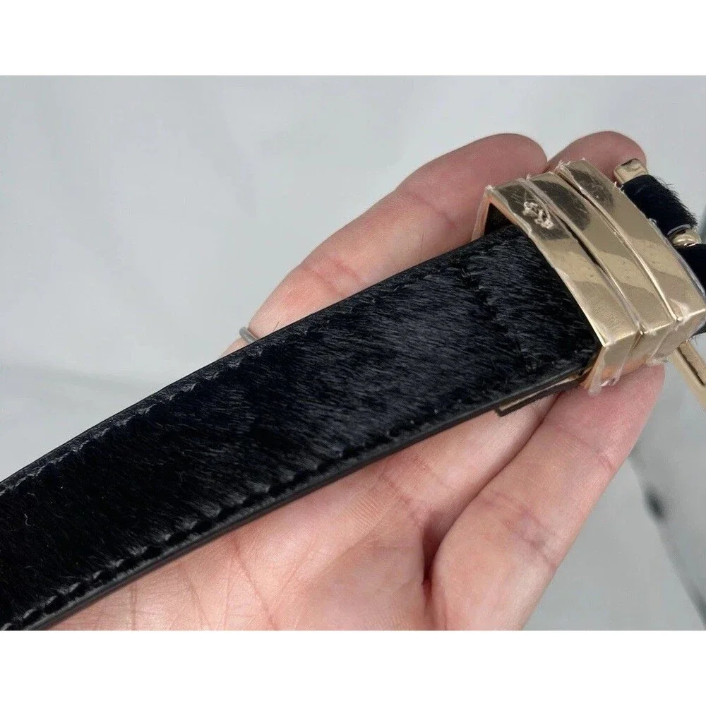 Vtg BANANA REPUBLIC COWHAIR COWHIDE WESTERN Leather Belt Woman XL Black USA